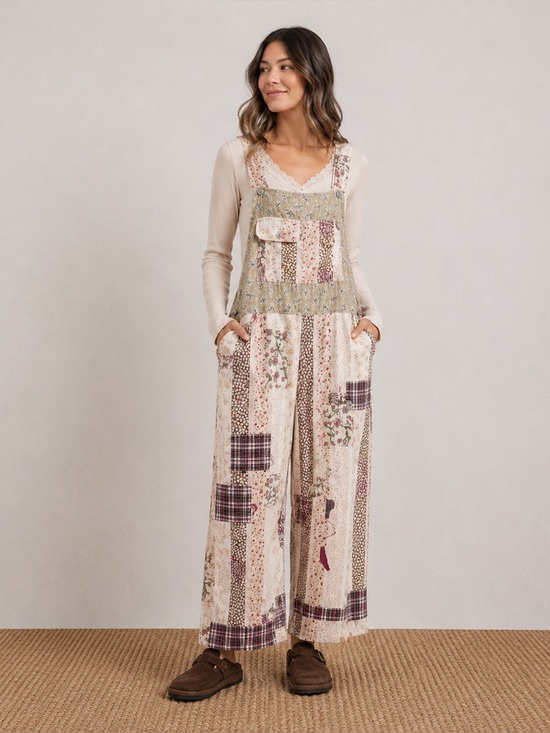 Blue Velvet Denim - Blue Velvet Size Medium Patchwork Overalls (NEW) Prairie Bohemian Hippie